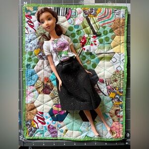 Barbie Quilt - Green Hexie Patchwork - Handmade